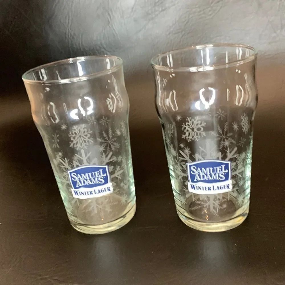 Samuel Adams Winter Lager Pilsner Blue White Etched Snowflakes 16 Oz 2 I…